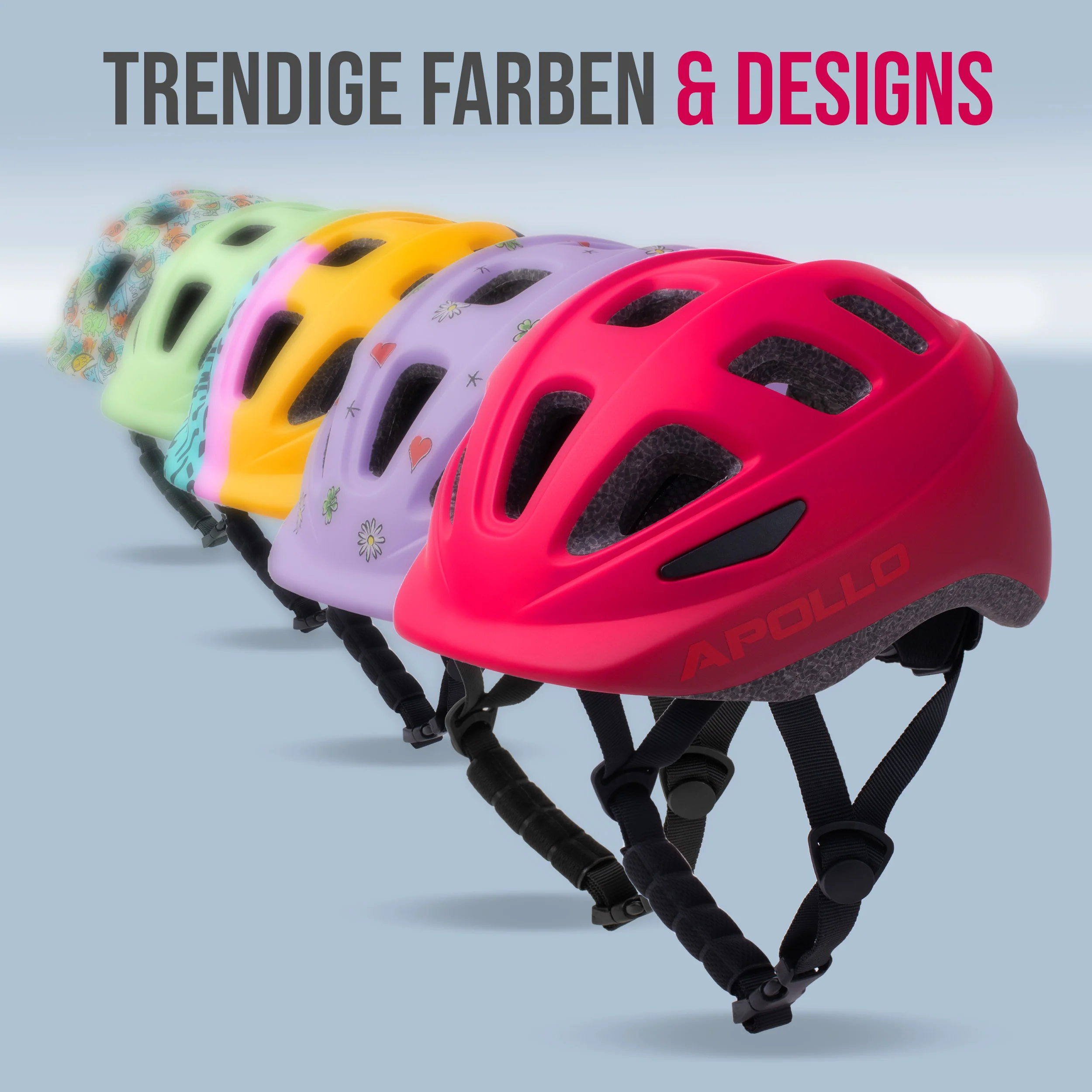 AKZEPTABEL Apollo Kinder Fahrradhelm, Helm für Kinder & Jugendliche, Multisport Helm - Red Fade - M (51-56 cm) - Afbeelding 8