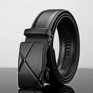 Riem heren - Zwart met geometrische gesp voor stijlvolle elegantie