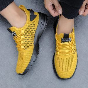 Zomerse heren schoenen - Gele ademende sneakers voor ultiem comfort