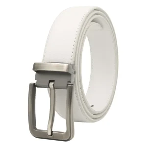 Riem heren - Stijlvolle witte leren riem met robuuste gesp voor een elegante look