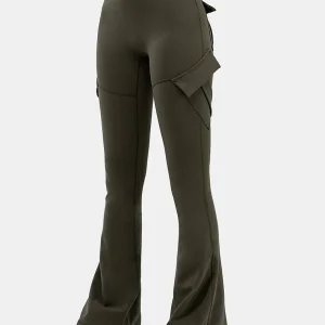yoga kleding dames - olijfgroene flared yoga broek voor ultieme bewegingsvrijheid