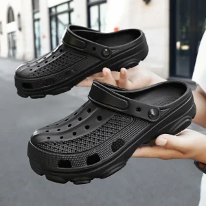 Zomerse heren schoenen - Zwarte luchtige klompen voor ultiem comfort