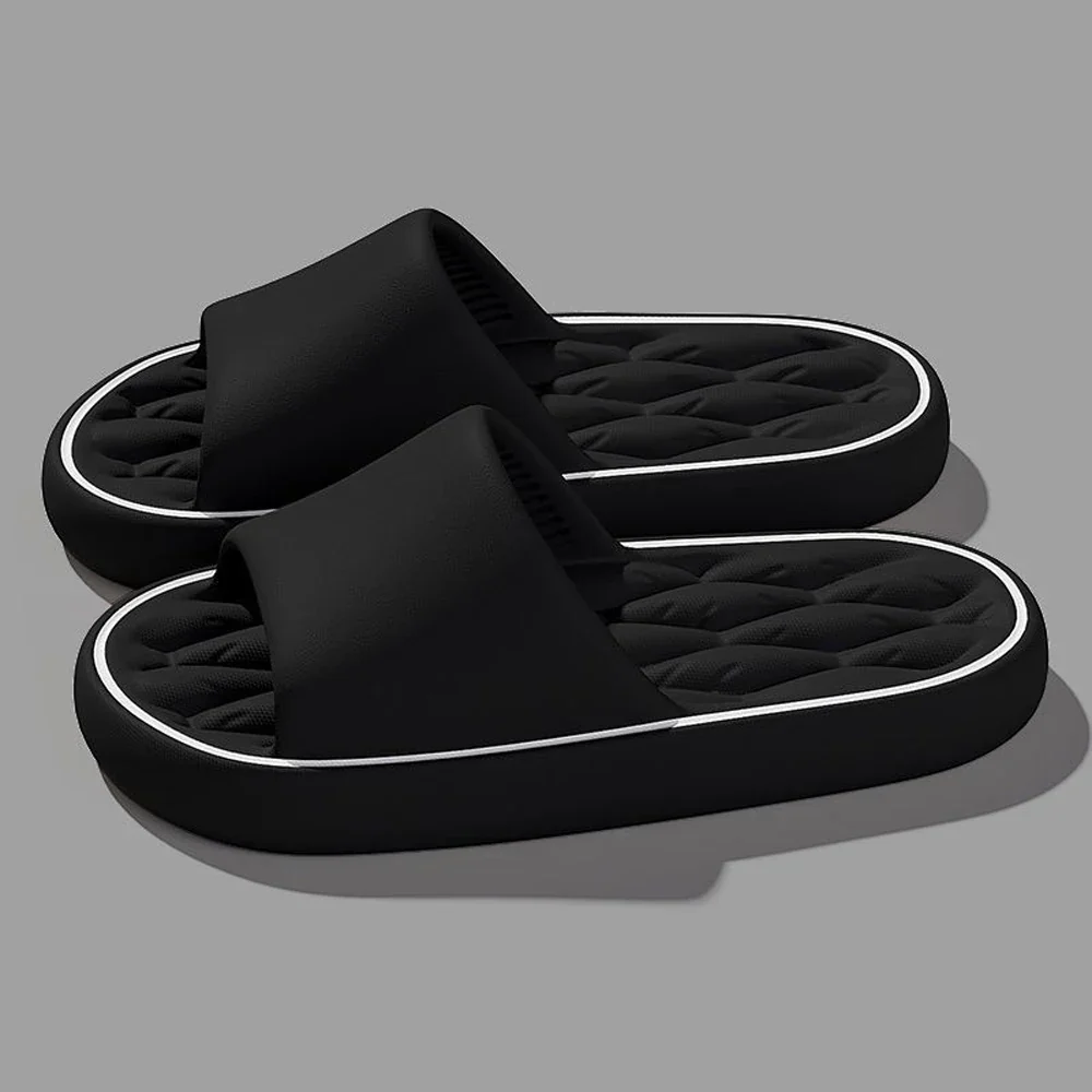 Zomerse heren schoenen - Zwarte comfortabele slippers met quilted design - Afbeelding 5