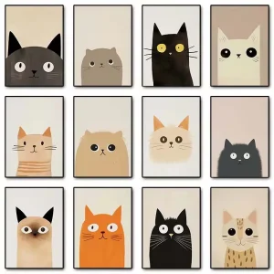 Posters - Schattige Kattenillustraties voor Huiselijke Sfeer